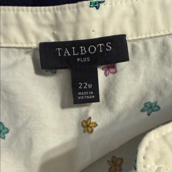 TALBOTS Poplin Shirtdress in Blissful Floral Easter plus size cotton dress 22W - Picture 2 of 7